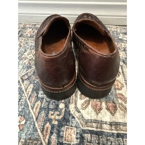VTG SESTO MEUCCI Wms Brown Leather Loafers Woven Vamp Quiet Luxury Italy Sz 7.5 - Picture 4 of 6